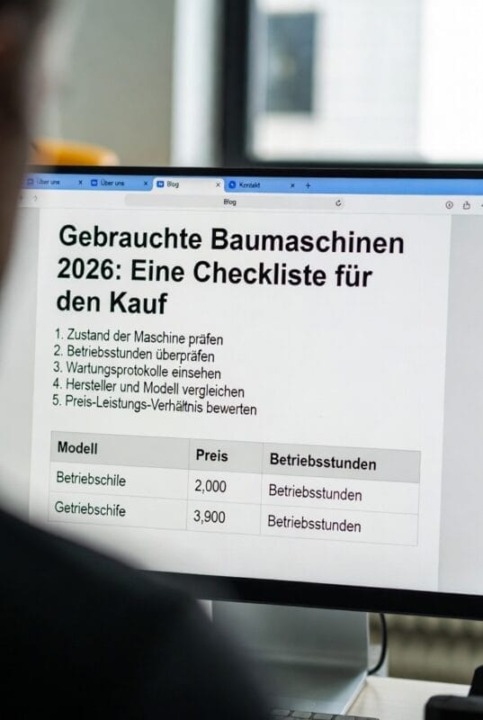 Machinery Market Gebrauchte Baumaschinen 2026 kaufen: Die 10 wichtigsten Tipps + worauf Händler & Käufer wirklich achten müssen - Neu oder gebraucht bei Machinery-Market.eu